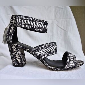 Black and White Tassel Heels